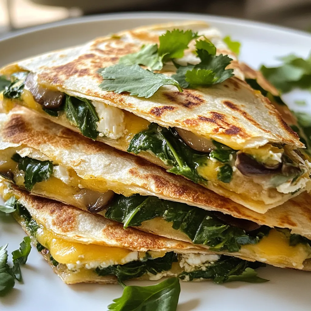 Spinach Mushroom Quesadilla Quick and Tasty Recipe