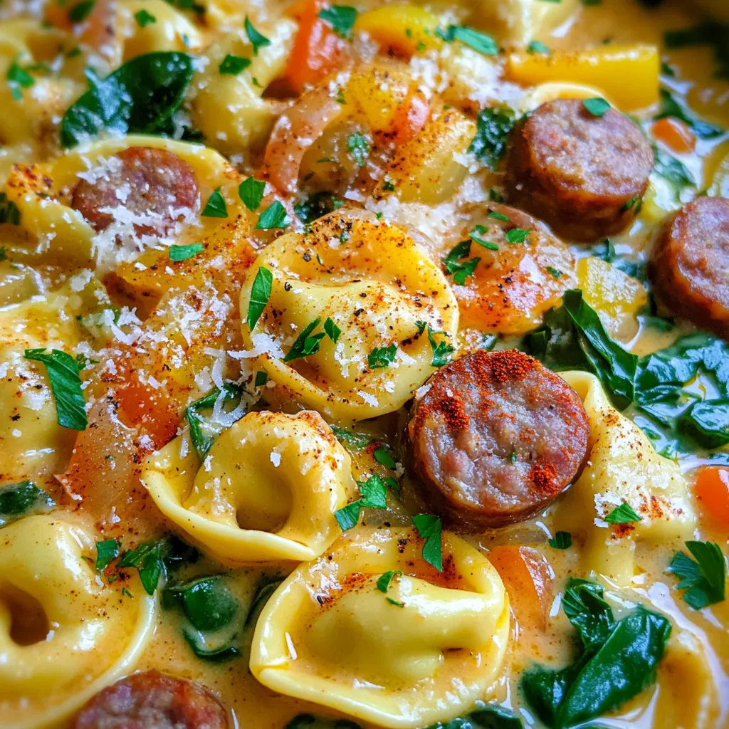 One-Pot Creamy Cajun Sausage Tortellini Delight
