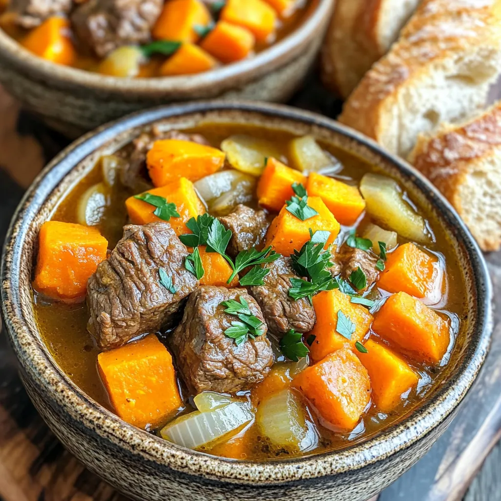 Satisfying Slow Cooker Beef &#038; Sweet Potato Stew Recipe