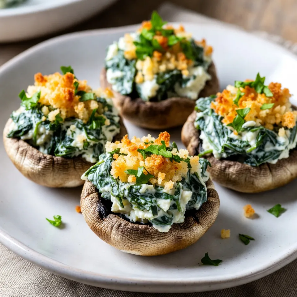 Savory Spinach Parmesan Stuffed Mushrooms Recipe