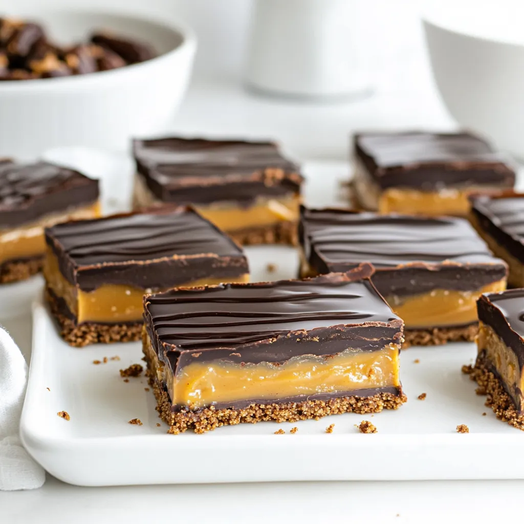 Chocolate Caramel Slice Bars No Bake Simple Recipe