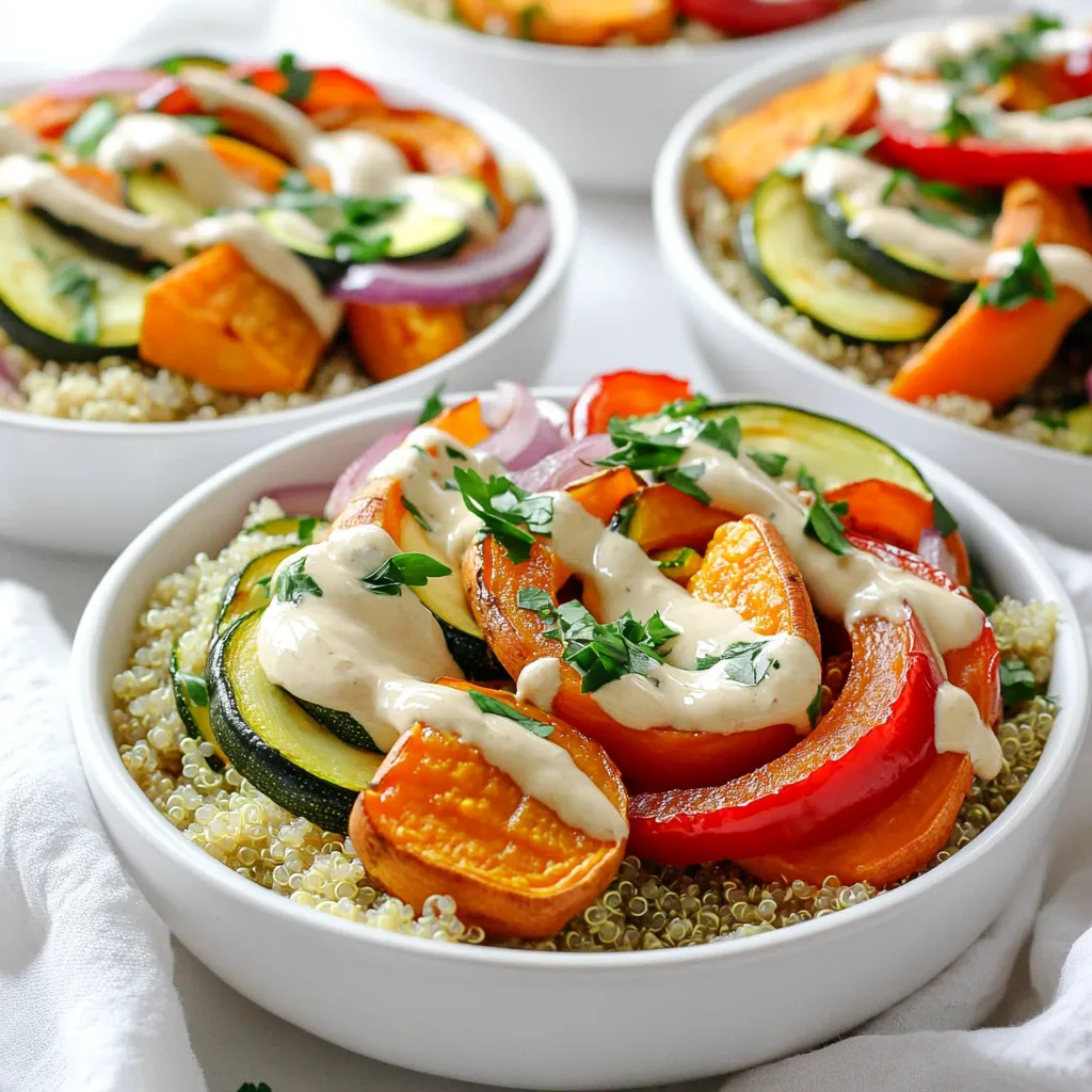 Roasted Veggie Grain Bowls with Maple Tahini Delight