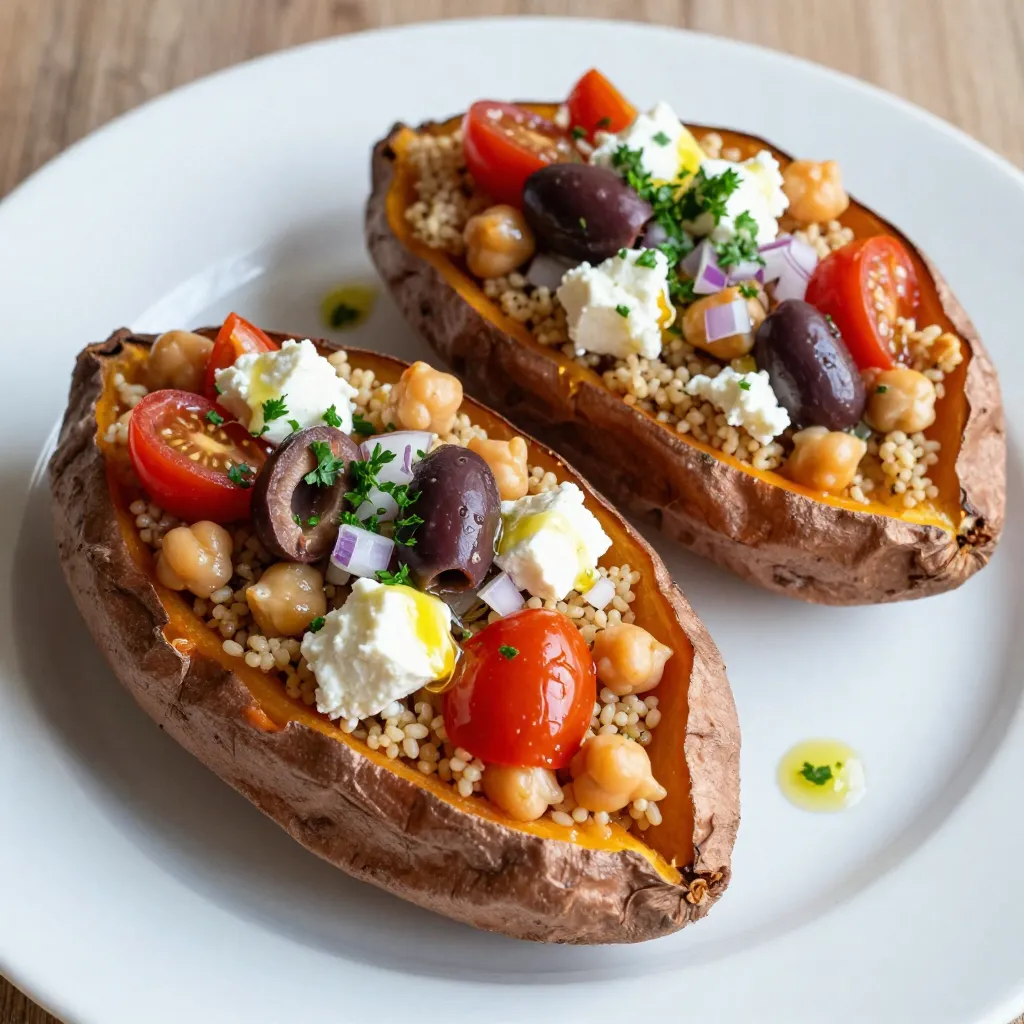 Mediterranean Stuffed Sweet Potatoes Flavorful Dish