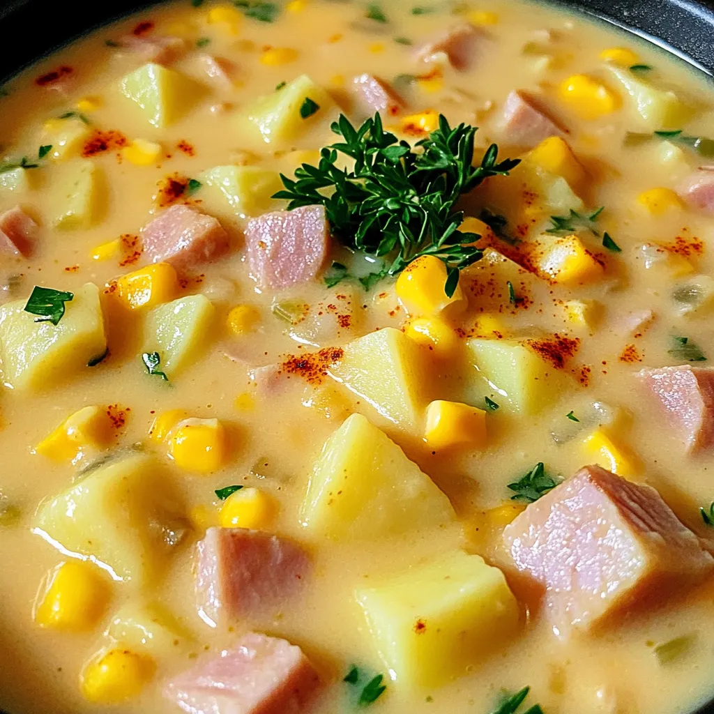 Savory Slow Cooker Creamy Ham &#038; Potato Chowder Recipe