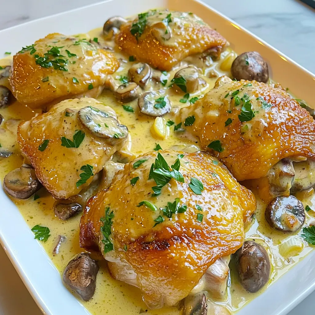 Creamy Garlic Mushroom Chicken One Pan Delight