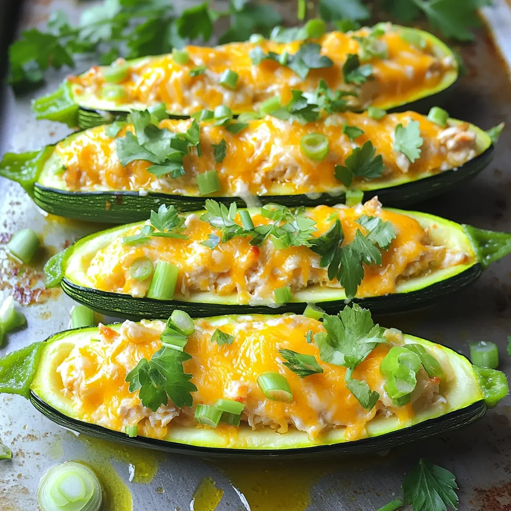 Buffalo Chicken Stuffed Zucchini Boats Easy and Tasty