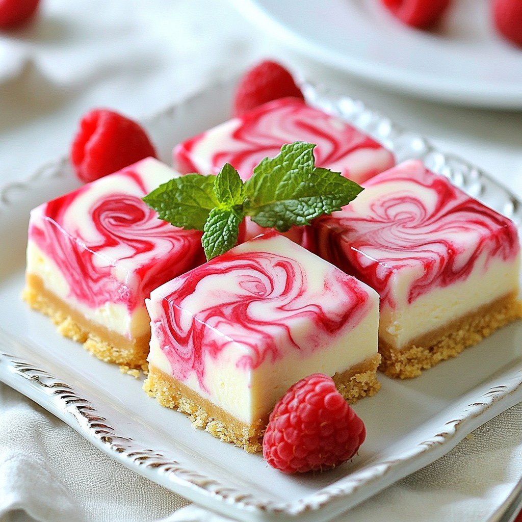 Raspberry Swirl Cheesecake Bars Simple and Delicious