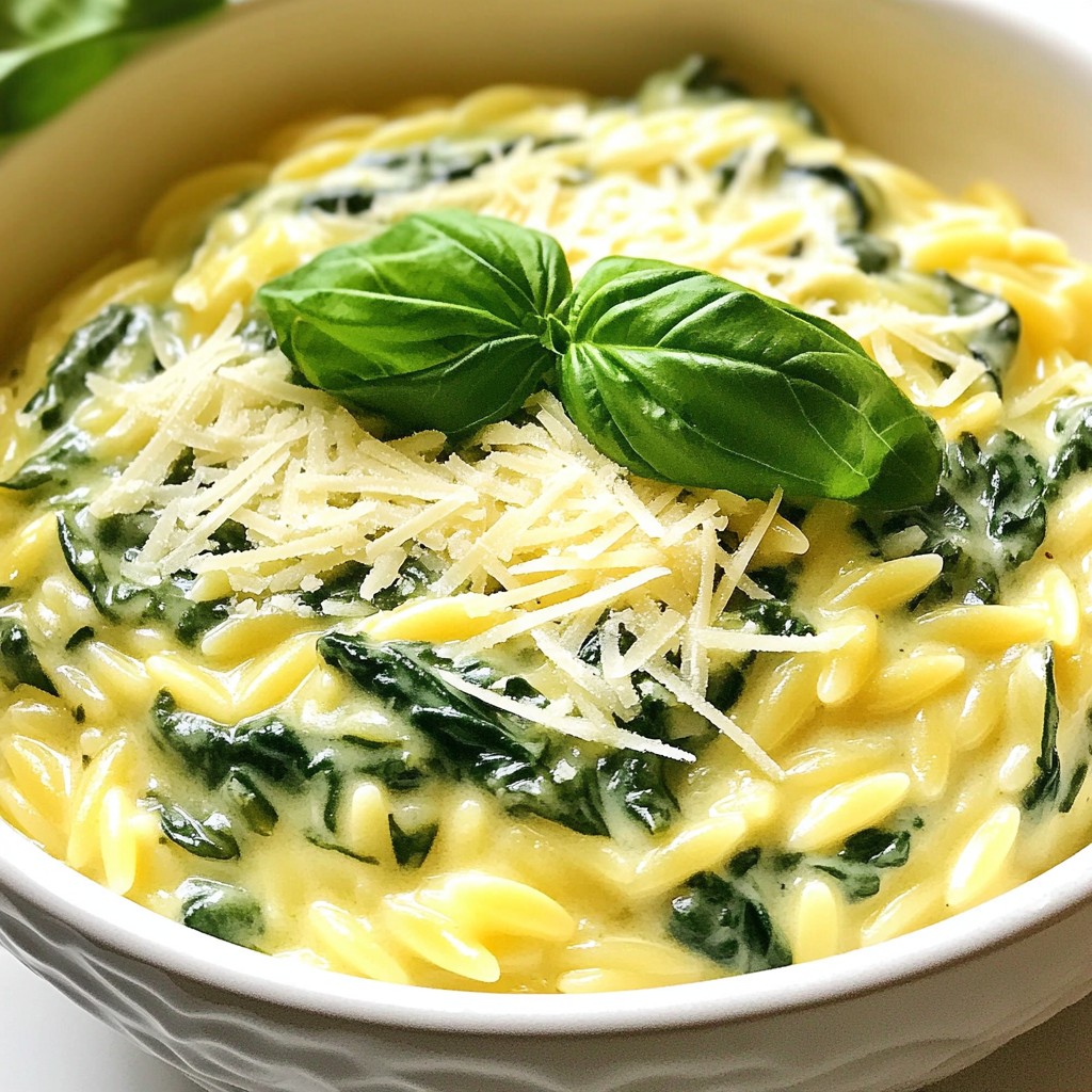Creamy Spinach Parmesan Orzo Flavorful Dinner Recipe