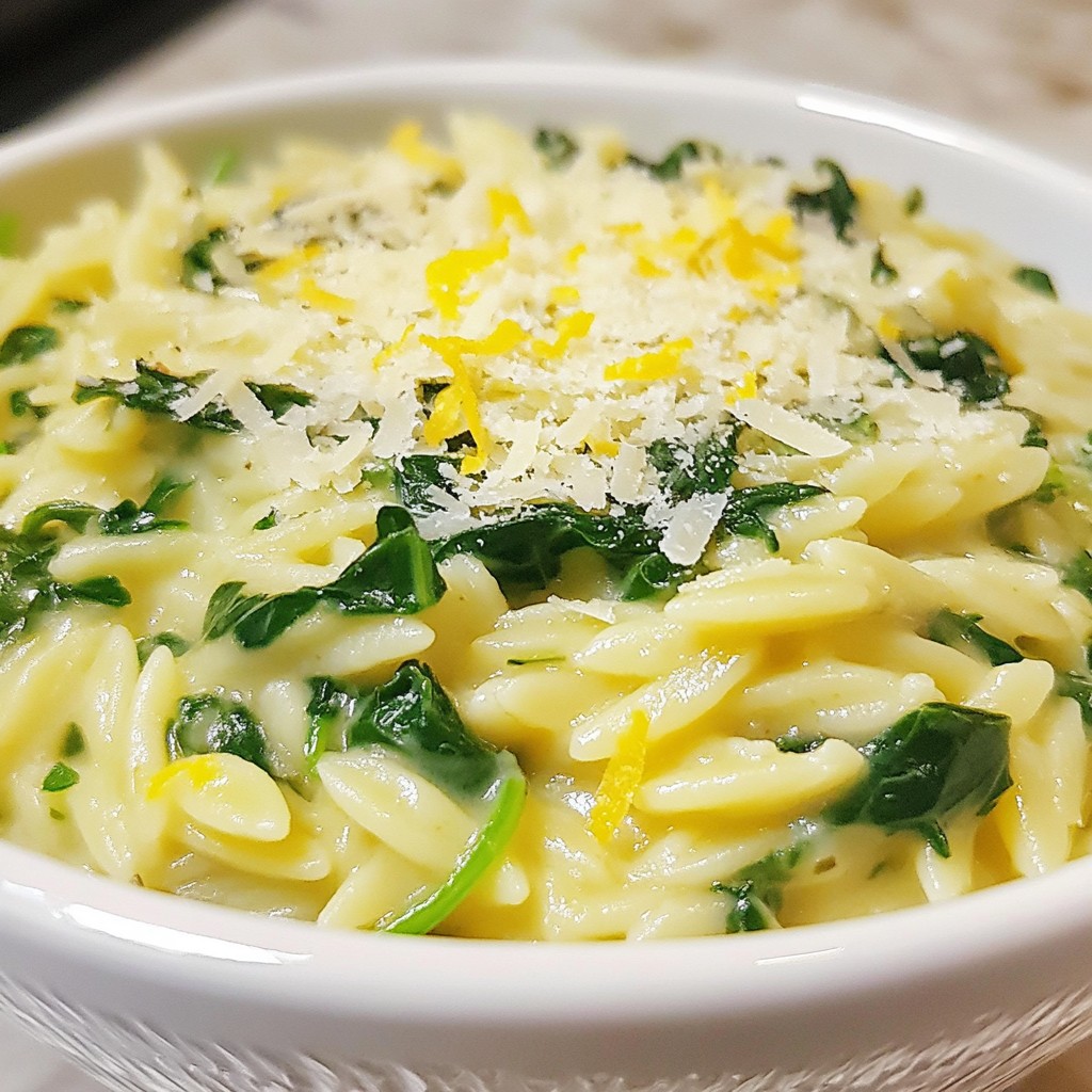 Creamy Garlic Spinach Orzo Simple and Tasty Meal
