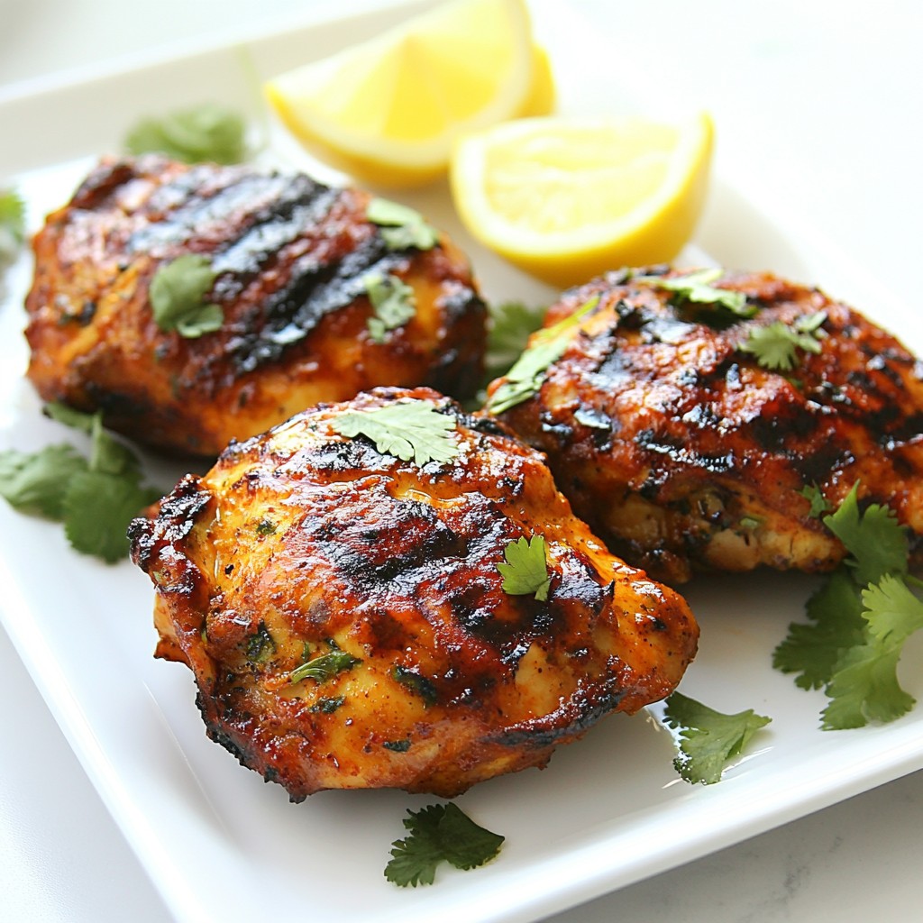 BBQ Grilled Tandoori Chicken Thighs Juicy and Flavorful