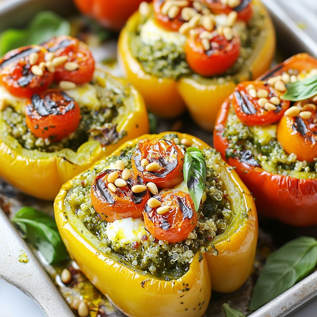 Grilled Basil Pesto Stuffed Peppers Savory Delight