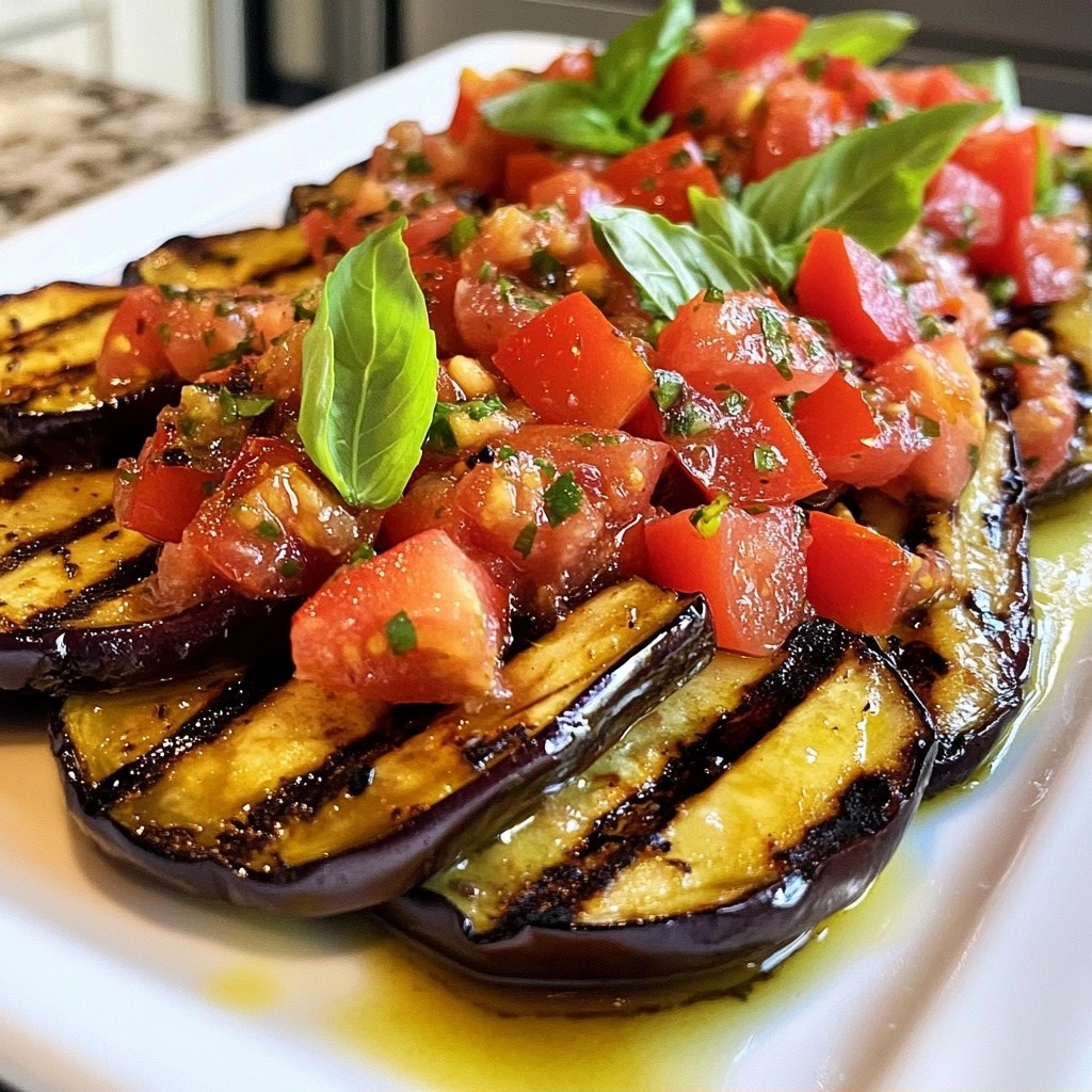 Charcoal Grilled Eggplant with Tomato Basil Salsa Delight