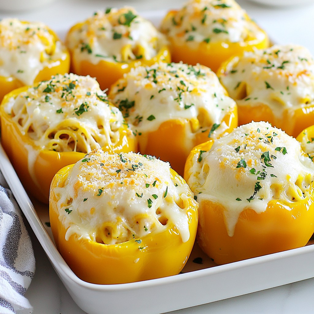 Savory Chicken Alfredo Stuffed Peppers Delight
