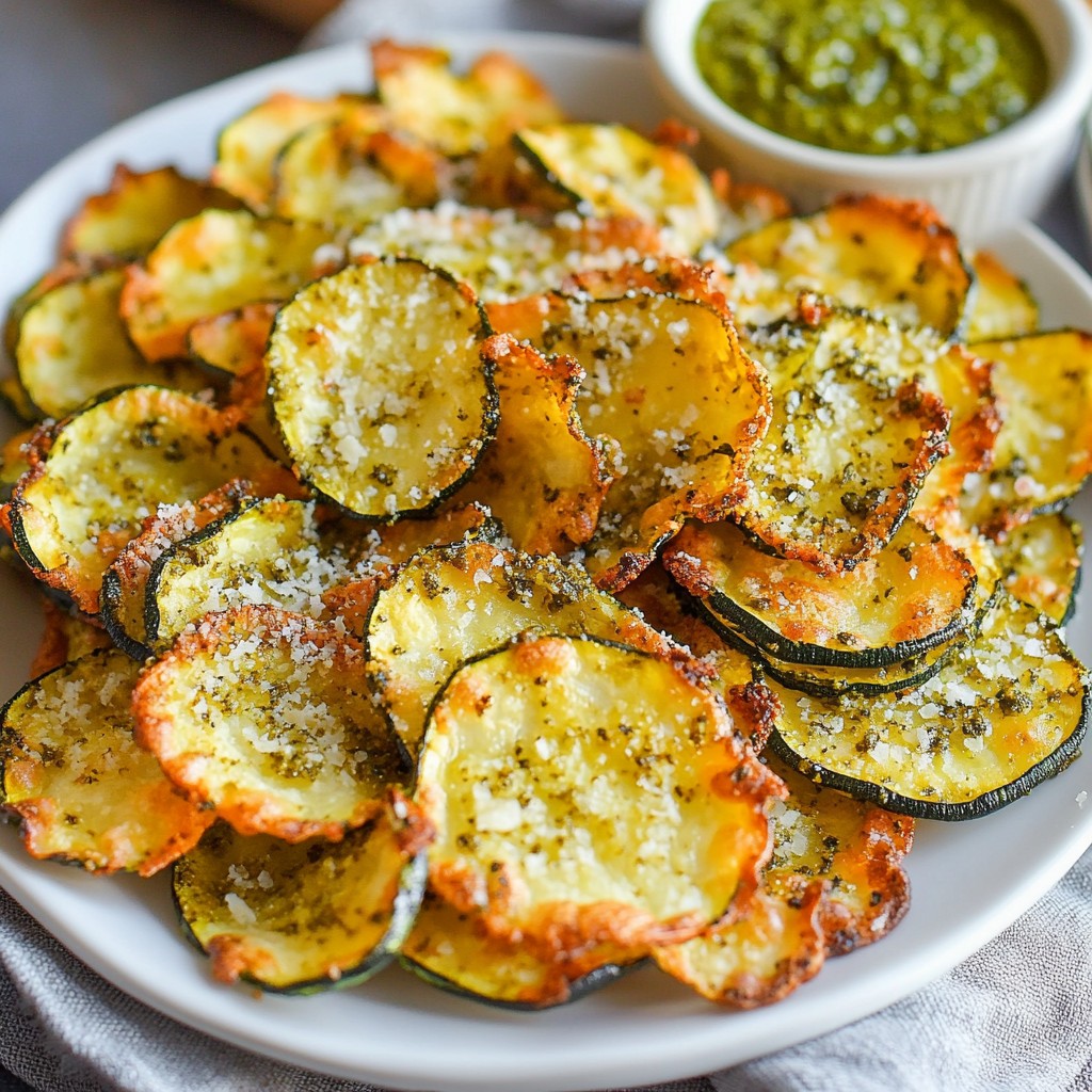 Pesto Parmesan Zucchini Chips Crispy and Flavorful Snack