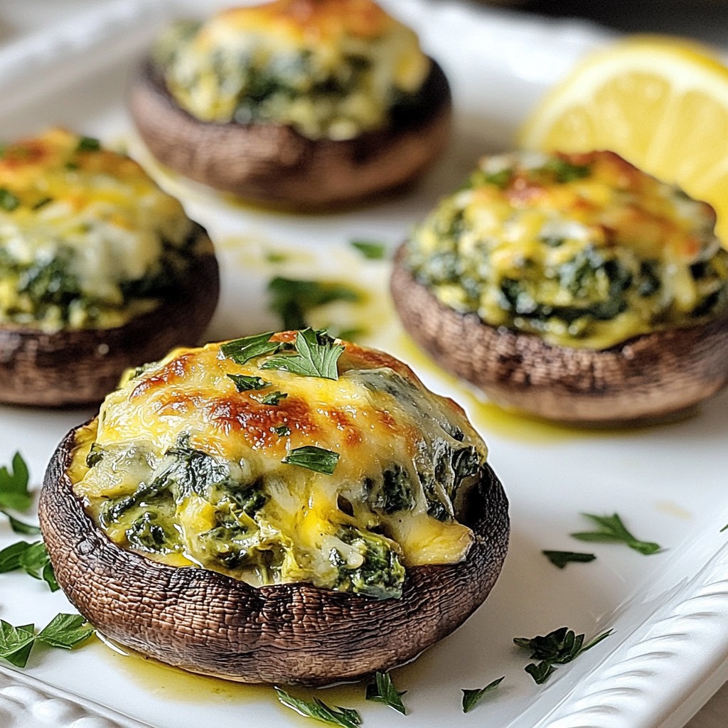 Spinach Artichoke Stuffed Mushrooms Savory Treat