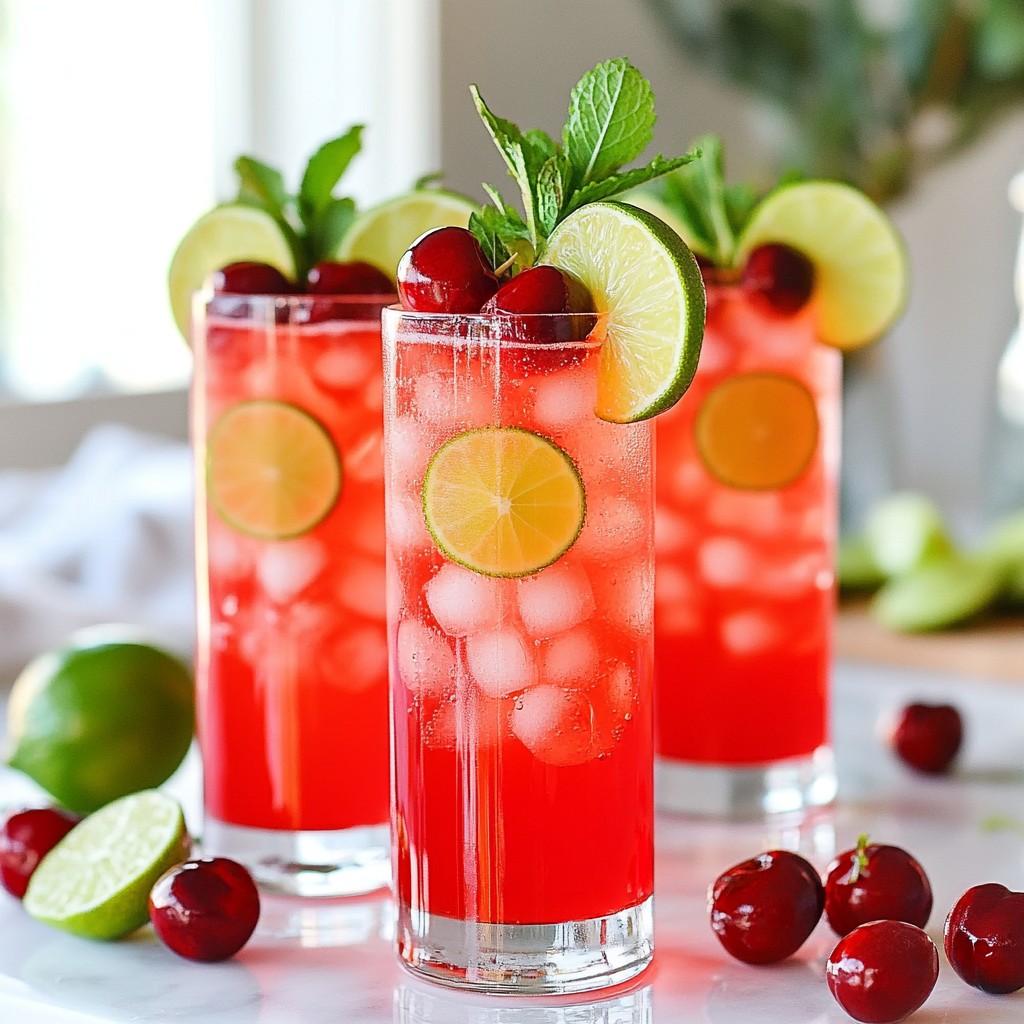 Cherry Limeade Sparkler Refreshing Summer Drink