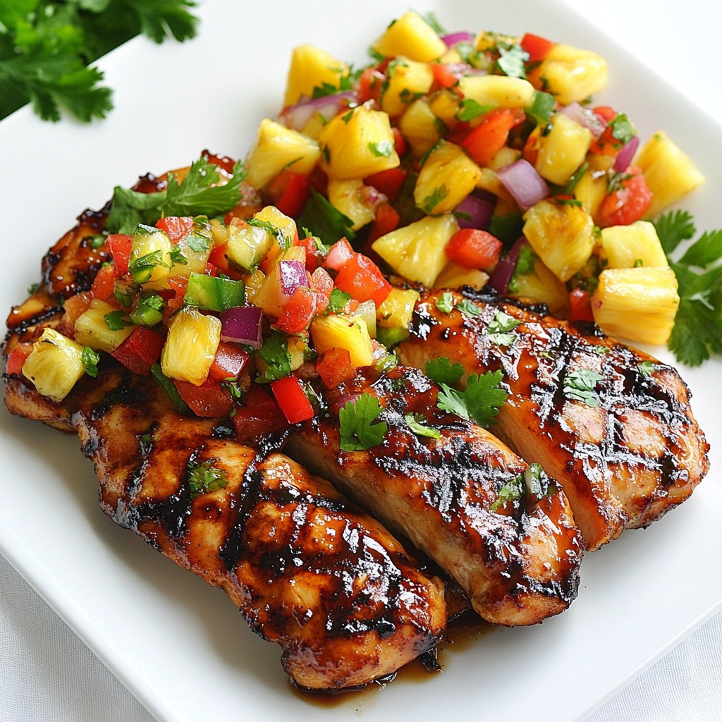 Grilled Teriyaki Chicken Breasts with Pineapple Salsa
