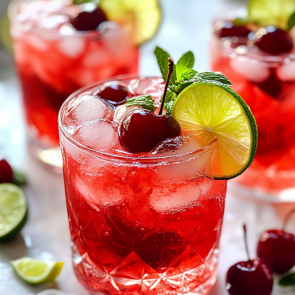 Cherry Lime Sparkling Punch Refreshing Party Drink