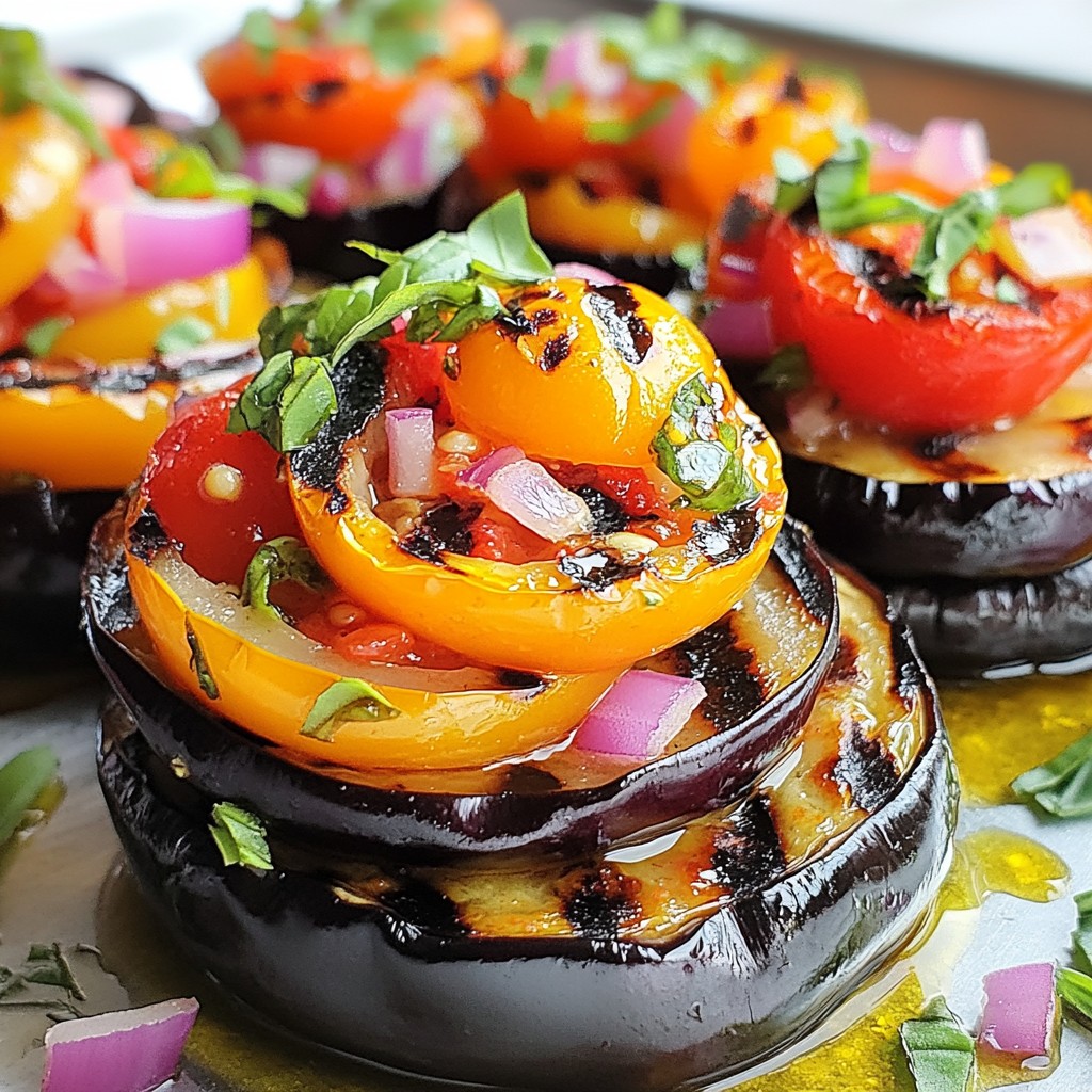 Charred Grilled Eggplant Stacks with Tomato Relish Delight