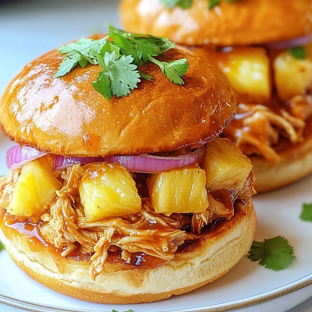 Smoky BBQ Pineapple Pulled Chicken Sandwiches Delight