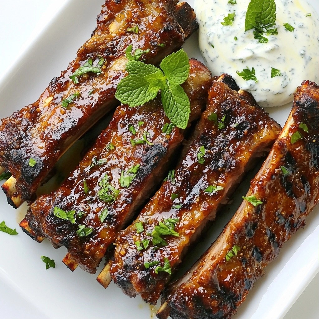 Tender BBQ Spiced Lamb Ribs with Mint Sauce Delight