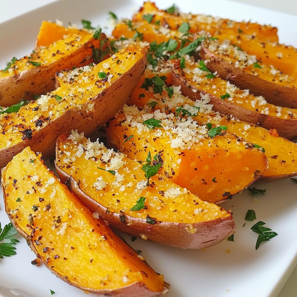 Garlic Parmesan Sweet Potato Wedges Crispy Delight