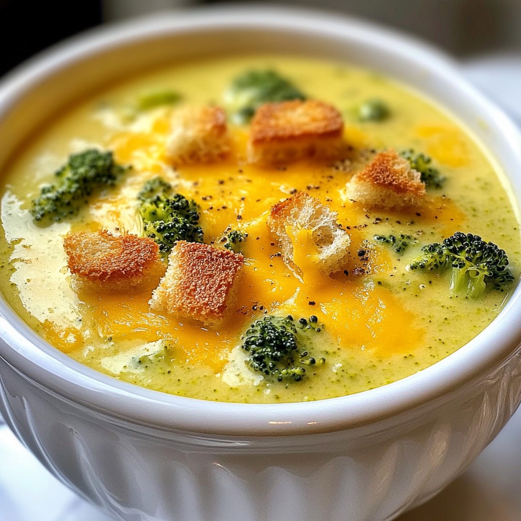 Creamy Broccoli Cheddar Soup Rich and Comforting Dish